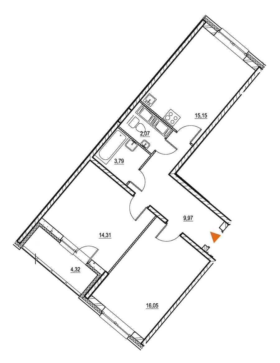 Двухкомнатная квартира в : площадь 63.5 м2 , этаж: 20 – купить в Санкт-Петербурге